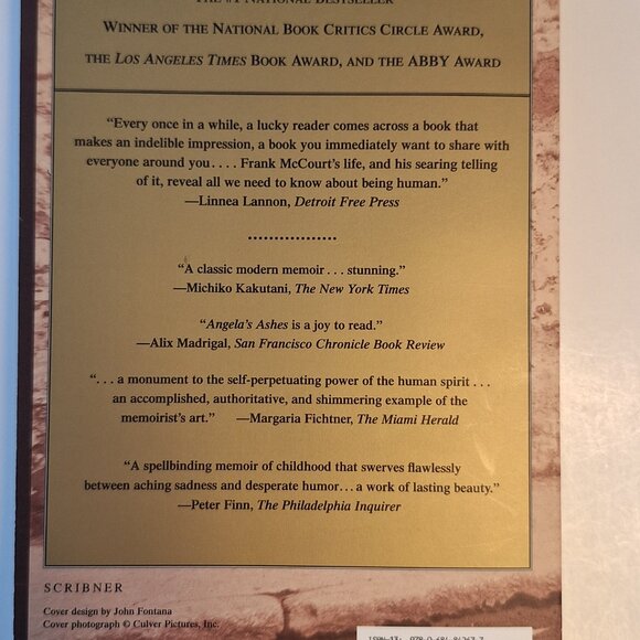 Angela's Ashes: Memoir paperback book - Picture 3 of 3